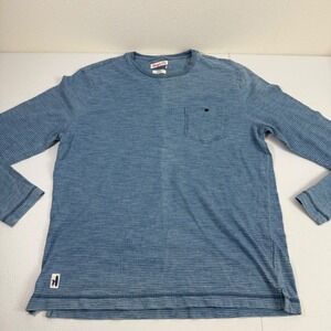 Johnnie-O Hangin Out Mens Striped Long Sleeve Pocket‎ T Shirt Blue Medium
